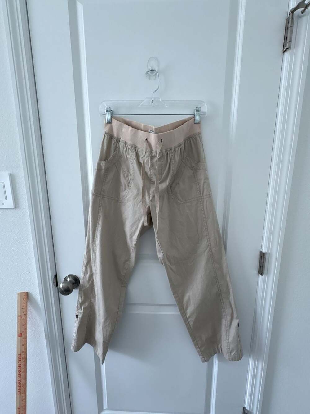 dā-s-h Women's Beige Casual Drawstring Pull-On Crop Pants